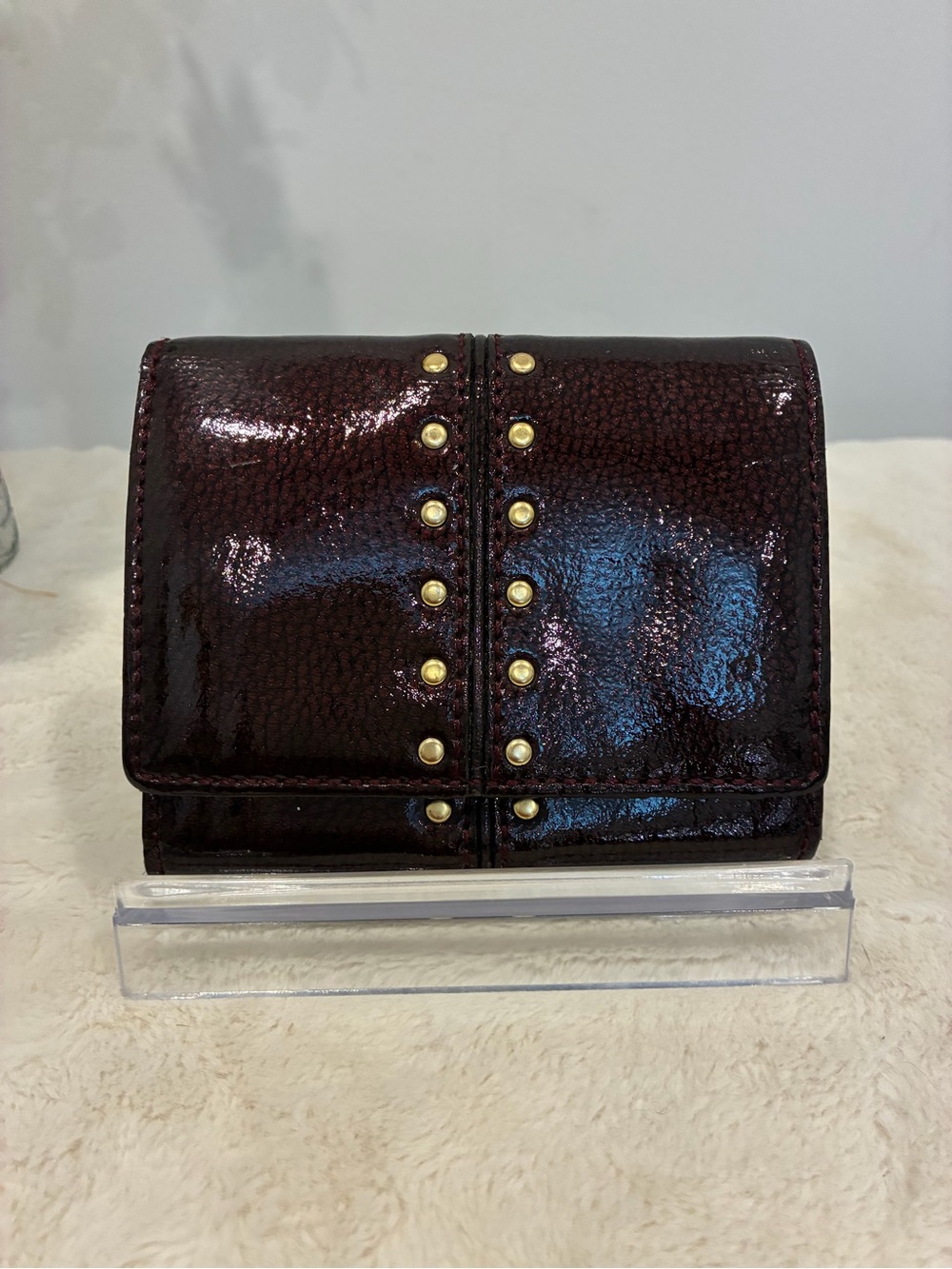 Michael Kors Leather Studded Wallet - Burgundy